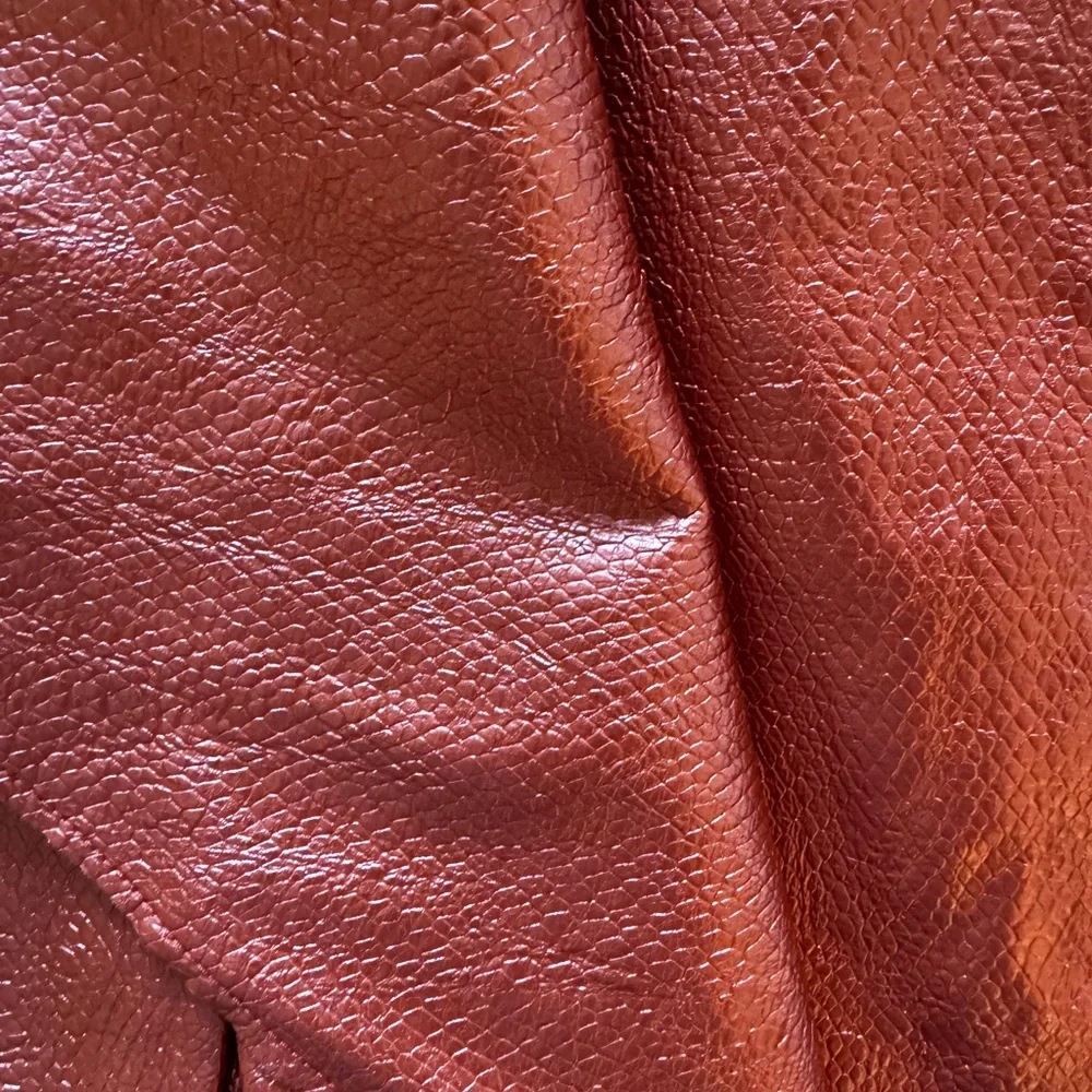 Ramy Brook Asymmetrical ruffle midi bronze orange Copper faux leather Skirt NWT